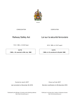 Railway Safety Act Loi sur la sécurité ferroviaire