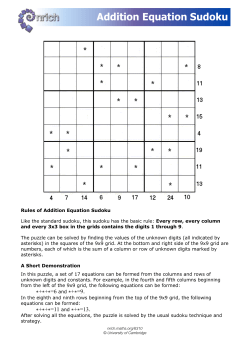 Addition Equation Sudoku