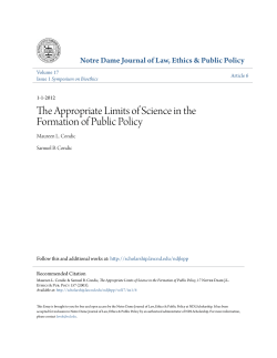 The Appropriate Limits of Science in the Formation of Public Policy