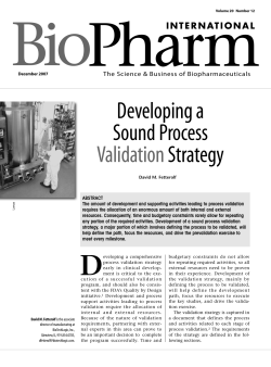 Developing a Sound Process Validation Strategy