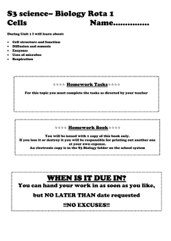 S3 &ndash; Biology rota 1 - Craigie High School