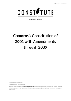 Comoros`s Constitution of 2001 with Amendments through 2009