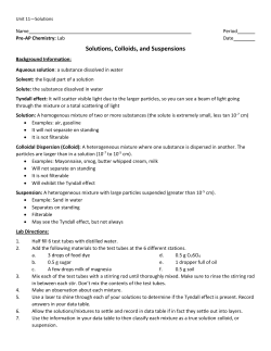 Solutions, Colloids, And Suspensions