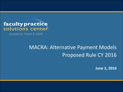 MACRA: Alternative Payment Models Proposed Rule CY 2016