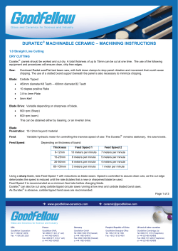 duratec machinable ceramic &ndash; machining instructions