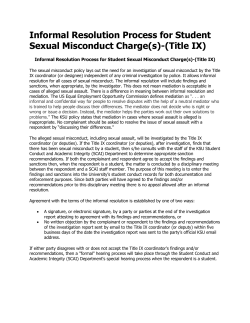 Informal Resolution Process for Student Sexual Misconduct Charge