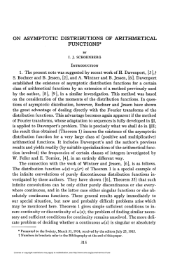 ON ASYMPTOTIC DISTRIBUTIONS OF ARITHMETICAL FUNCTIONS*