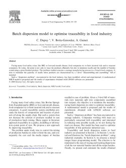 Batch dispersion model to optimise traceability in food industry