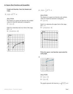 Graph each function. State the domain and range. 25. SOLUTION