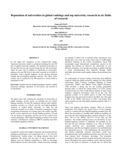 Reputation of universities in global rankings and top university