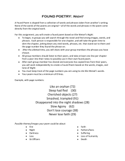 FOUND POETRY: Night Like an orphan (72) Sleep had fled (30