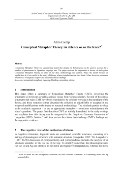 Conceptual Metaphor Theory: in defence or on the