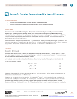 Lesson 5: Negative Exponents and the Laws of
