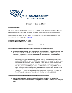 Church of God in Christ - The Humane Society of the United States