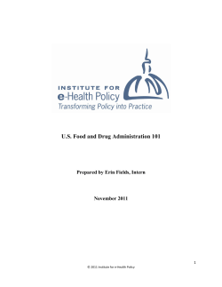 US Food and Drug Administration 101 - Institute for e