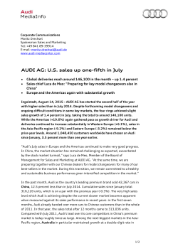AUDI AG: US sales up one-fifth in July - AUDI Media