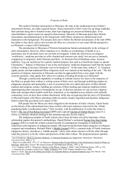 Program of Study The earliest Christian missionaries to Mizoram, the