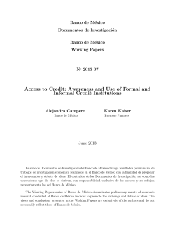 Access to Credit: Awareness and Use of Formal and Informal Credit