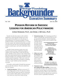 pension reform in sweden: lessons for american policymakers g&ouml;ran