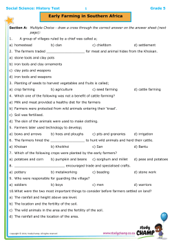 Early Farming in Southern Africa