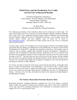 Testimony of Dr. Ryan Wiser