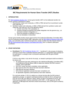 IBC Requirements for Human Gene Transfer (HGT) Studies