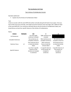 The Constitution Unit Tasks Task: Articles of Confederation Acrostic