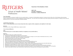 Department of Interdisciplinary Studies IDST 1230 Dynamics of