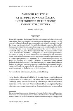 Swedish political attitudes towards Baltic independence in