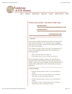 Primary Source Activity: "John Brown`s Body" Song