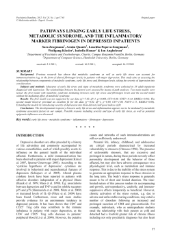 PATHWAYS LINKING EARLY LIFE STRESS, METABOLIC