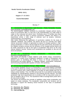 1 Nordic Particle Accelerator School, NPAS-2015, August