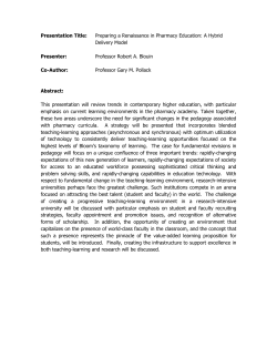Presentation Title: Preparing a Renaissance in Pharmacy Education
