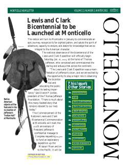 Lewis and Clark Bicentennial to be Launched at Monticello