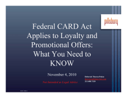 Federal CARD Act Applies to Loyalty and Promotional