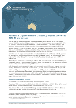 Australia`s Liquefied Natural Gas (LNG) exports, 2003-04 to 2013