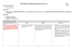 HCC Sixth Form Development Plan: 2015 - 16