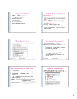 Mining Association Rules Knowledge Discovery in Databases