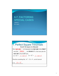 I. Perfect Square Trinomials