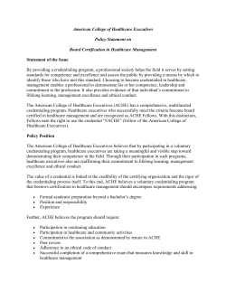 American College of Healthcare Executives Policy Statement on