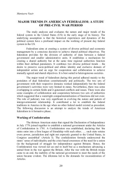 MAJOR TRENDS IN AMERICAN FEDERALISM: A STUDY OF PRE