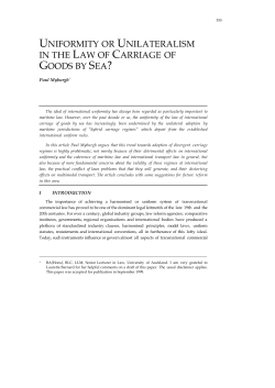 uniformity or unilateralism in the law of carriage of goods by sea?