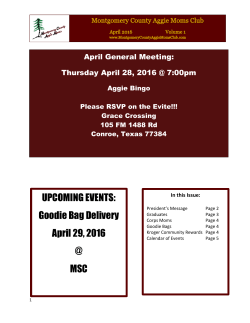 UPCOMING EVENTS: Goodie Bag Delivery April 29, 2016 @ MSC