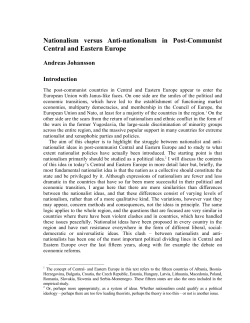 Nationalism versus Anti-nationalism in Post-Communist