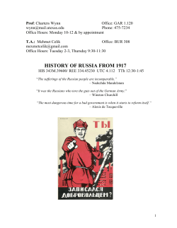HISTORY OF RUSSIA FROM 1917 - UT College of Liberal Arts