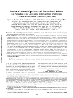Impact of Annual Operator and Institutional Volume on