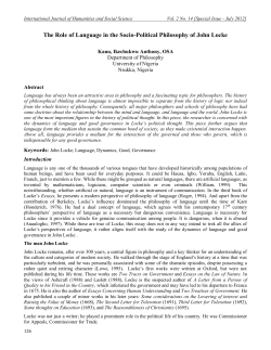 The Role of Language in the Socio-Political Philosophy of John Locke