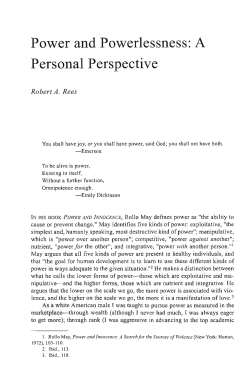 Power and Powerlessness: A Personal Perspective