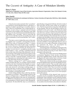 The Cucumis of Antiquity: A Case of Mistaken Identity