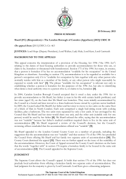 Sharif (FC) (Respondent) v The London Borough of Camden